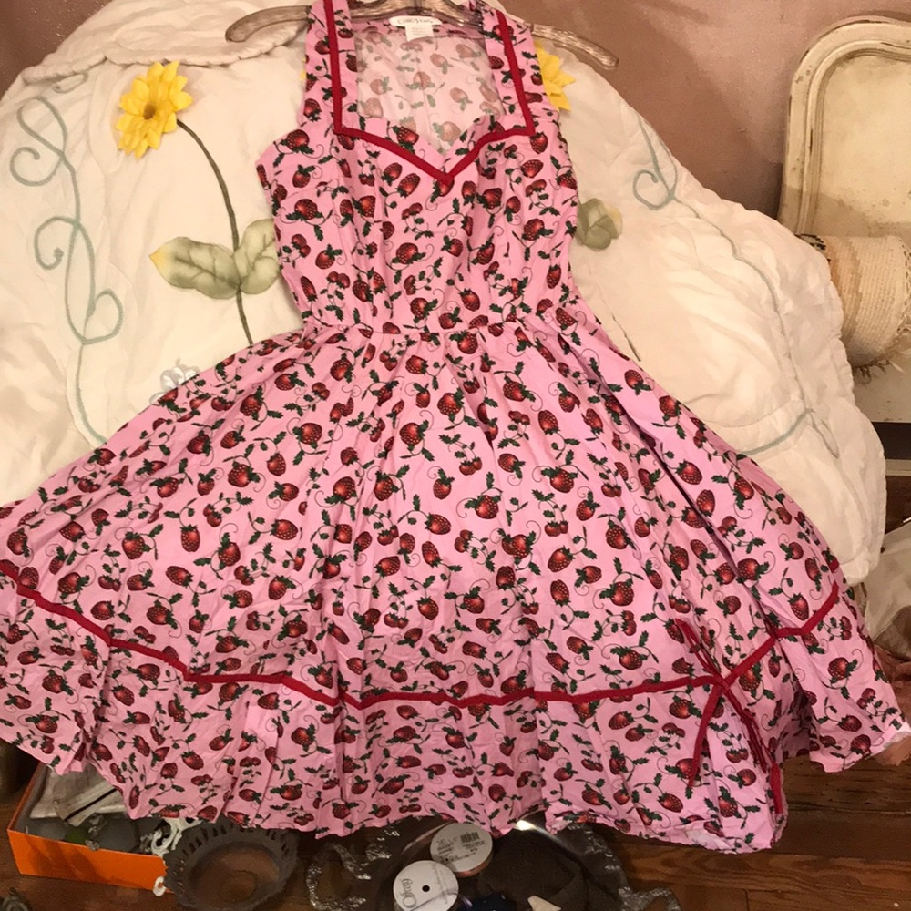 Strawberry print swing dress